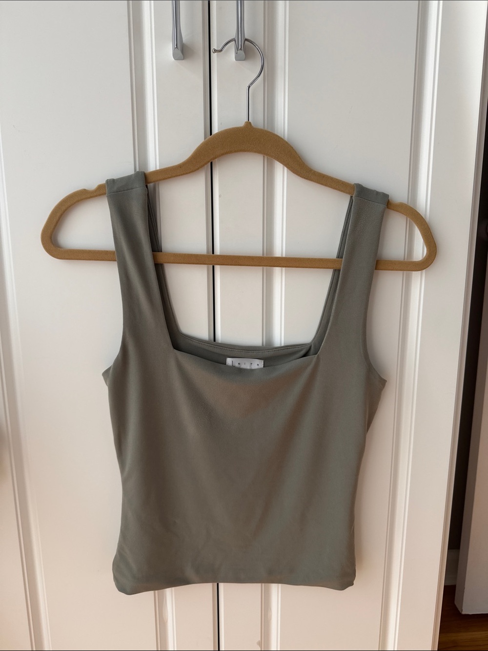 Leith Olive Square-Neck Tank Top